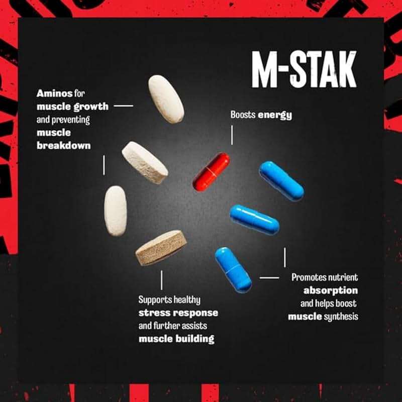 Animal M-Stak - Muscle Builder and Anabolic Mass Gainer Supplement for Bodybuilding - Lean Muscle Growth, Amino Complex and Pre Workout Energy, 21 Packs - Image 3