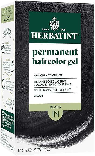 Herbatint 1N Black Permanent Hair Dye For Women - For Up To 100% Gray Coverage of Resistant Gray Hair - Ammonia-Free, Alcohol-Free & Vegan - Salon Influenced Hair color 5.75 fl oz - Image 1
