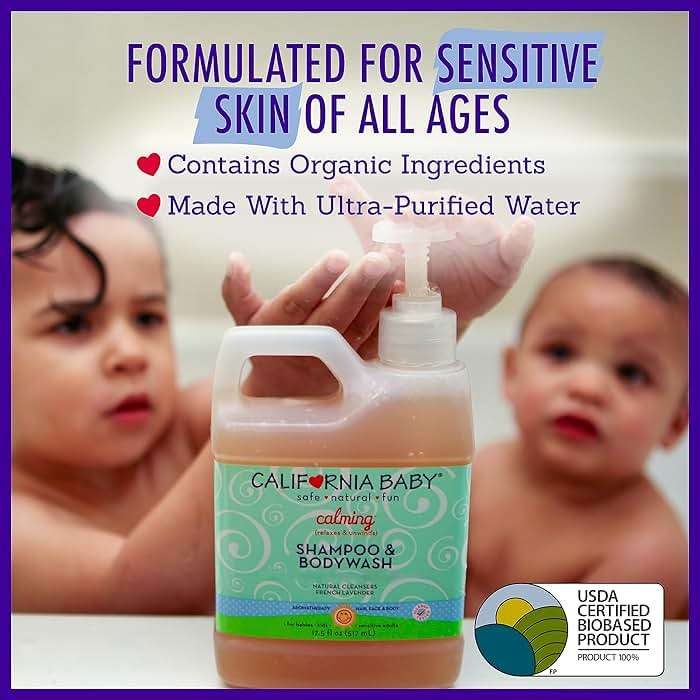 California Baby Calming Baby Shampoo + Baby Wash | 100% Plant-Based | Lavender Body Wash For Sensitive Skin | Hypoallergenic | 517 mL / 17.5 oz. - Image 5