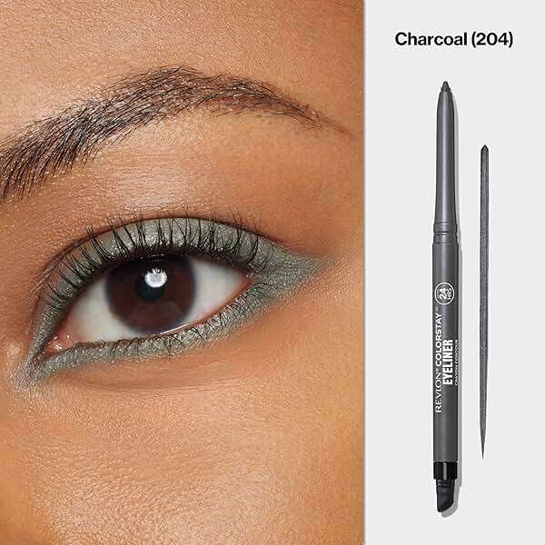 REVLON ColorStay Pencil Waterproof Eyeliner, Smudge-Proof, Eye Makeup with Built-In Sharpener, Long-Lasting, Shimmer Finish, 204 Charcoal, 0.01 oz - Image 2