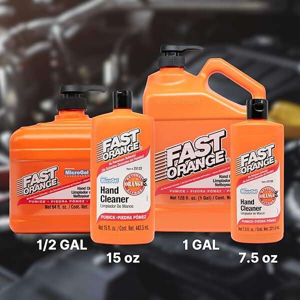 Fast Orange 25219 Pumice Lotion, Heavy Duty Hand Cleaner, Natural Citrus Scent, Waterless Cleaner for Mechanics, Strong Grease Fighter, 1 Gallon - Image 8
