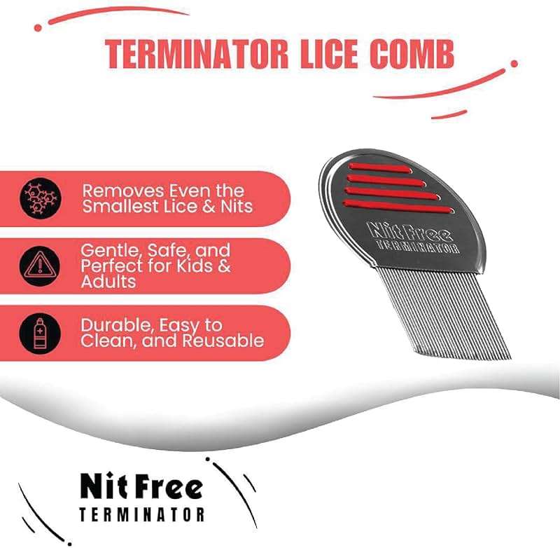 Nit Free Terminator Lice Comb - Professional Stainless Steel Comb for Effective Head Lice Treatment (Color May Vary) (Pack of 1) - Image 2