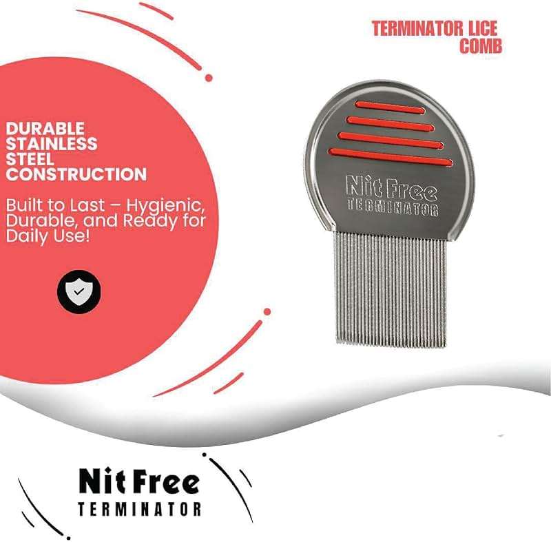 Nit Free Terminator Lice Comb - Professional Stainless Steel Comb for Effective Head Lice Treatment (Color May Vary) (Pack of 1) - Image 4