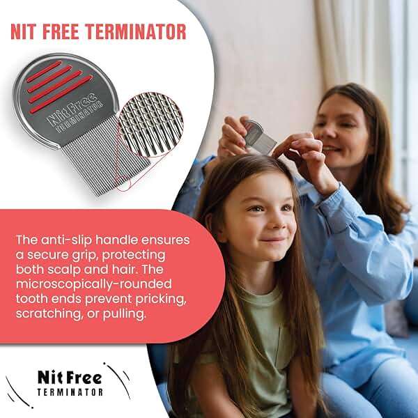 Nit Free Terminator Lice Comb - Professional Stainless Steel Comb for Effective Head Lice Treatment (Color May Vary) (Pack of 1) - Image 5