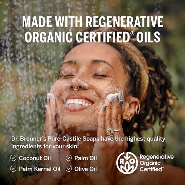 Dr. Bronner's Pure-Castile Magic Soap Liquid (Baby Unscented, 32 Ounce) – Made with Regenerative Organic Certified Oils – For Sensitive Skin, Babies, Face, Hair, Laundry, Dishes, Hand Soap & Body Wash - Image 3