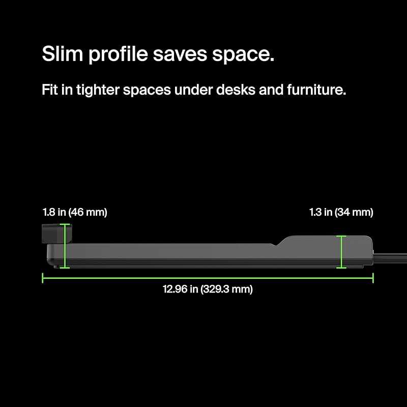Belkin Power Strip Surge Protector with 8 Outlets, 6 ft Long Flat Plug Heavy Duty Extension Cord + Overload Protection for Home, Office, Travel, Compuer Desktop & Phone Charging Brick (3,550 Joules) - Image 3