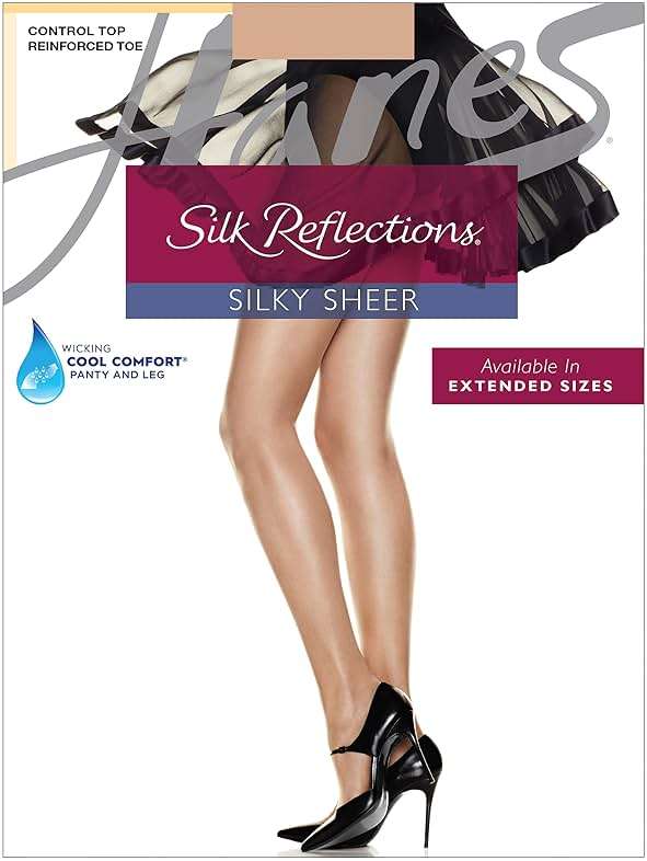 Hanes Women's Silk Reflections Pantyhose Silky Sheer- Control Top- Reinforced Toe - Image 4
