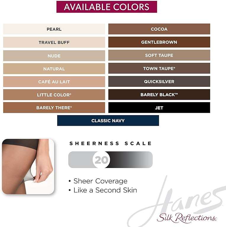 Hanes Women's Silk Reflections Pantyhose Silky Sheer- Control Top- Reinforced Toe - Image 5