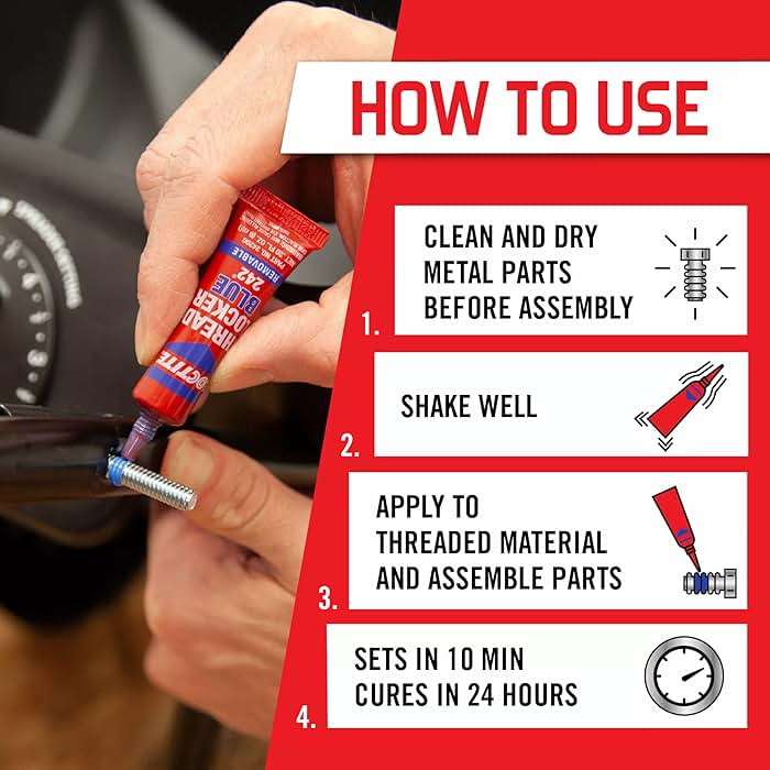 Loctite Threadlocker Blue 242 - Removable Thread Lock Glue for Nuts, Bolts, & Fasteners, Medium Strength Screw Glue to Prevent Loosening & Corrosion - 6 ml, 1 Pack - Image 2