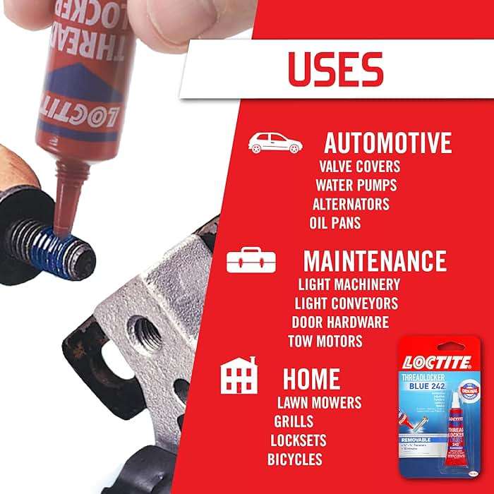 Loctite Threadlocker Blue 242 - Removable Thread Lock Glue for Nuts, Bolts, & Fasteners, Medium Strength Screw Glue to Prevent Loosening & Corrosion - 6 ml, 1 Pack - Image 3