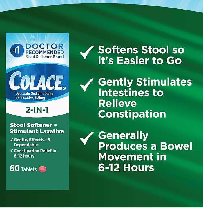 Colace 2-in-1 Stool Softener Plus Stimulant Laxative Tablets, 60 Count (Pack of 1), Gentle Constipation Relief, Docusate Sodium Plus Sennosides - Image 4