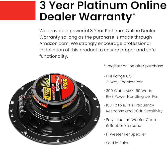 BOSS Audio Systems CH6530 Chaos Series 6.5 Inch Car Door Speakers - 300 Watts (Pair), 3 Way, Full Range, Tweeters, Coaxial, Sold in Pairs - Image 2