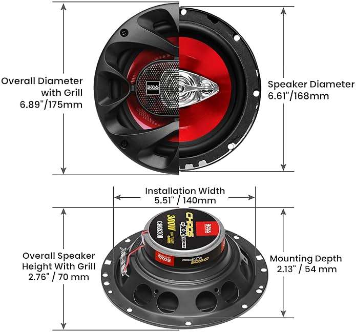 BOSS Audio Systems CH6530 Chaos Series 6.5 Inch Car Door Speakers - 300 Watts (Pair), 3 Way, Full Range, Tweeters, Coaxial, Sold in Pairs - Image 4