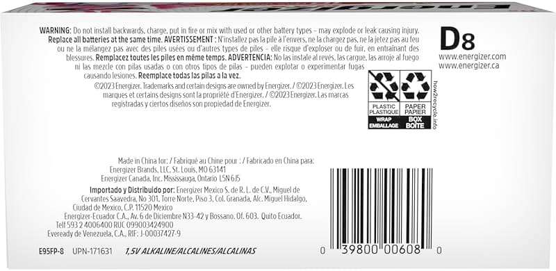 Energizer D Batteries, D Cell Battery Premium Alkaline, 8 Count - Image 8