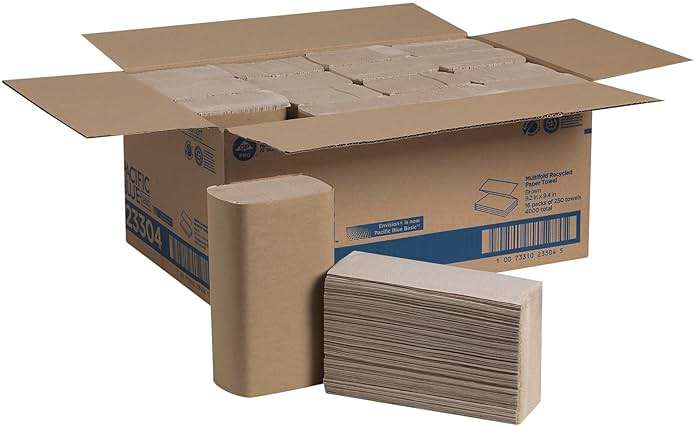 Pacific Blue Basic Recycled Multifold Paper Towels (Previously branded Envision) by GP PRO (Georgia-Pacific), Brown, 23304, 250 Towels Per Pack, 16 Packs Per Case - Image 2