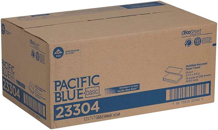 Pacific Blue Basic Recycled Multifold Paper Towels (Previously branded Envision) by GP PRO (Georgia-Pacific), Brown, 23304, 250 Towels Per Pack, 16 Packs Per Case - Image 5