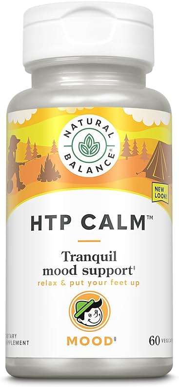 Natural Balance HTP Calm | Herbal Supplement Helps Support Mood, Relaxation & Stress | Vitamin B-6, Kava Kava & St. Johns Wort | 60 Capsules - Image 1
