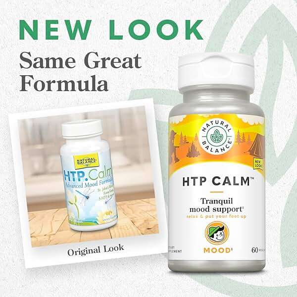 Natural Balance HTP Calm | Herbal Supplement Helps Support Mood, Relaxation & Stress | Vitamin B-6, Kava Kava & St. Johns Wort | 60 Capsules - Image 2