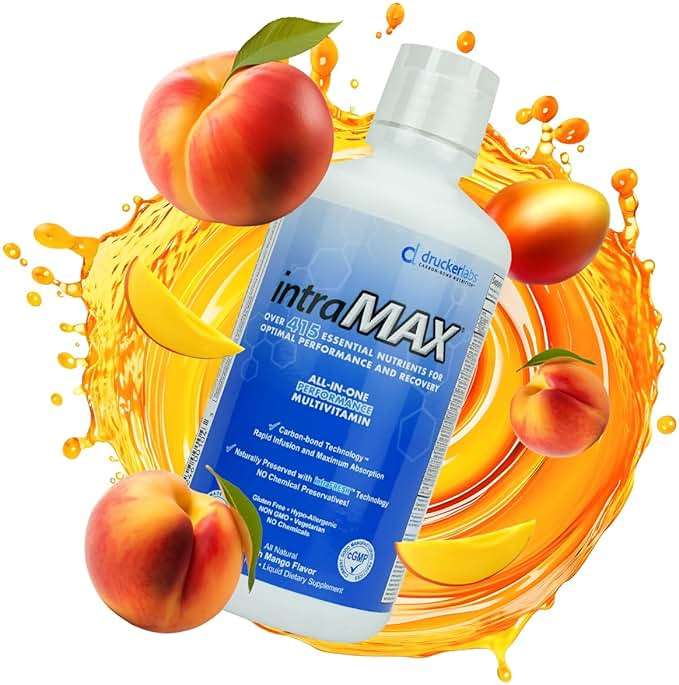 Drucker Labs - intraMAX Organic Liquid Multivitamin, Non GMO, Dairy Free, Gluten Free, Magnesium, Vitamin D, C and E, Zinc (32 oz., Peach Mango) - Image 5