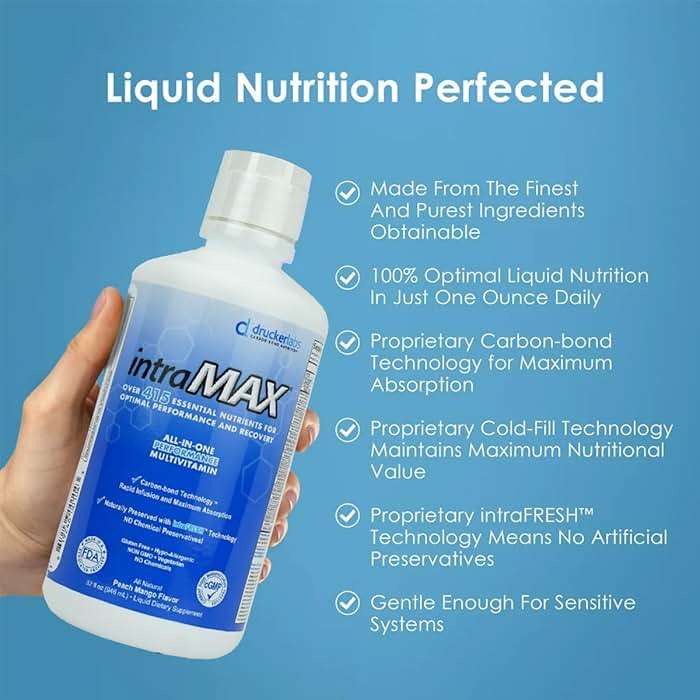 Drucker Labs - intraMAX Organic Liquid Multivitamin, Non GMO, Dairy Free, Gluten Free, Magnesium, Vitamin D, C and E, Zinc (32 oz., Peach Mango) - Image 8