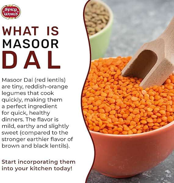 Masoor Dal 4 Pound Bag - Split Red Lentils Dry - All Natural, Pure, Vegan - Resealable Bag by Spicy World - Image 4