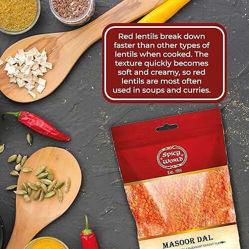 Masoor Dal 4 Pound Bag - Split Red Lentils Dry - All Natural, Pure, Vegan - Resealable Bag by Spicy World - Image 8