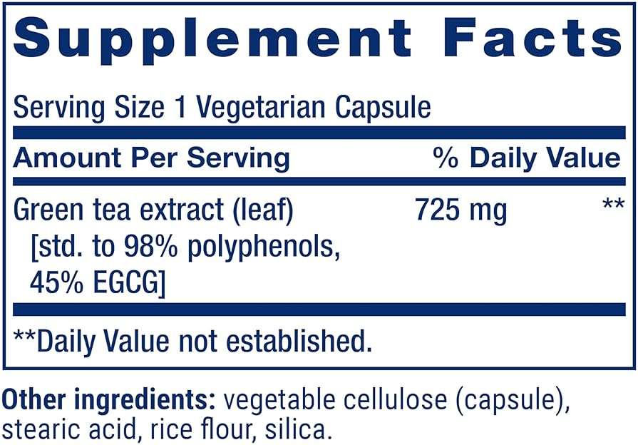 Life Extension Lightly Caffeinated Mega Green Tea Extract, Camellia sinensis Extract with Concentrated EGCG polyphenol Content, Gluten-Free, Non-GMO, Vegetarian, 100 Capsules - Image 3