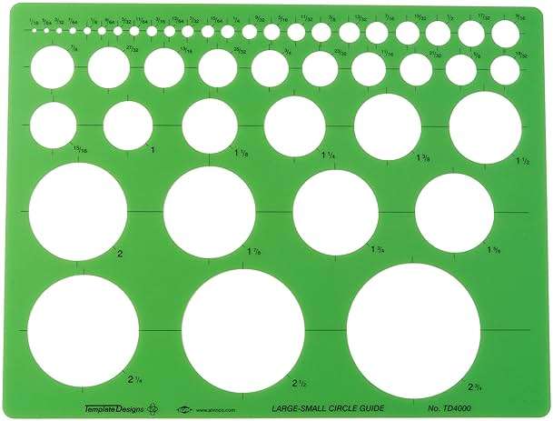 Alvin, Circle Guide Template, 46 Circles, 8.625 inches x 11.125 inches x .030 inches - Image 1