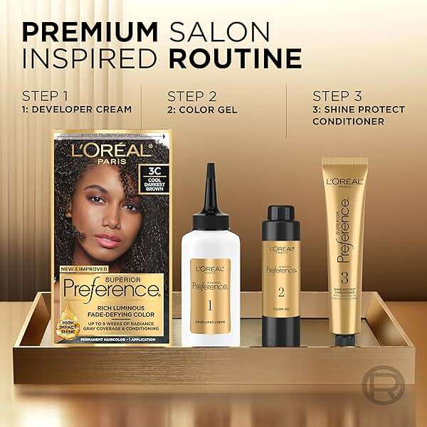 L'Oreal Paris Superior Preference Luminous Fade-Defying Permanent Hair Color, Hair Dye For Up to 9 Weeks of Radiance, Ash Blonde 8A, 1 Hair Dye Kit - Image 3