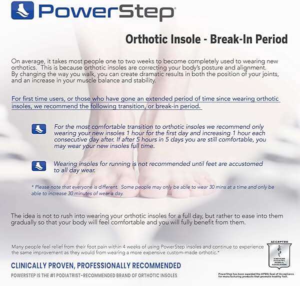 PowerStep Pinnacle Insoles - Orthotics for Plantar Fasciitis Relief – Made in USA Orthotic Insoles for Arch Support with Moderate Pronation - #1 Podiatrist Recommended (M 5-5.5, W 7-7.5) - Image 5