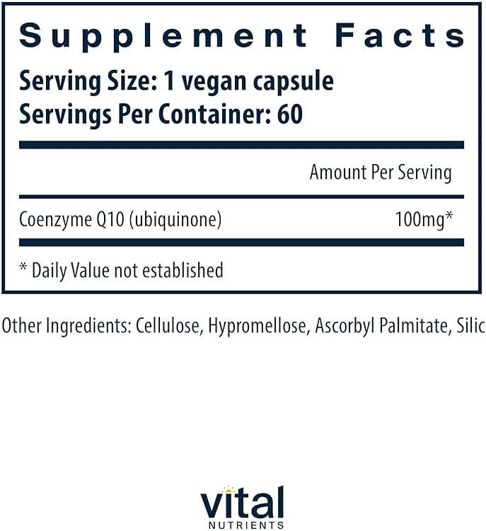 Vital Nutrients CoQ10 100mg - Vegan Supplement - CoEnzyme Q10 from Ubiquinone - Potent Antioxidant to Support Heart Health and Energy Levels* - Gluten, Dairy and Soy Free - Non-GMO - 60 Capsules - Image 2