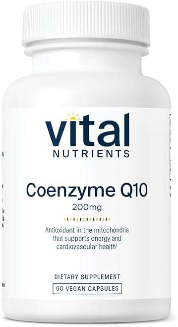 Vital Nutrients CoQ10 200mg - Vegan Supplement - Potent Antioxidant of CoEnzyme Q10 to Support Heart Health and Energy Levels* - Gluten, Dairy and Soy Free - Non-GMO - 60 Capsules - Image 1