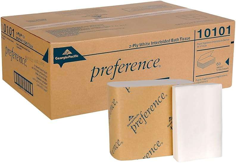 Preference 2-Ply Interfolded Toilet Paper by GP PRO (Georgia-Pacific), 10101, 400 Sheets Per Pack, 60 Packs Per Case, White - Image 6