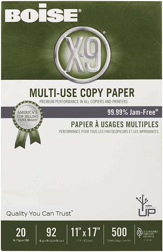 Boise X-9 Multi-Use Printer & Copy Paper, 5 Reams, White, Ledger (11in x 17in), 2500 Sheets Per Case, 20 Lb, 92 Brightness - Image 3