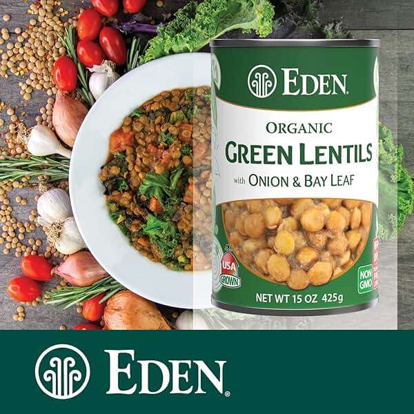 Eden Organic Green Lentils with Onion and Bay Leaf, 15 oz Can (12-Pack Case), Non-GMO, Vegan, Kosher, U.S. Grown, Heat and Serve, Macrobiotic - Image 5