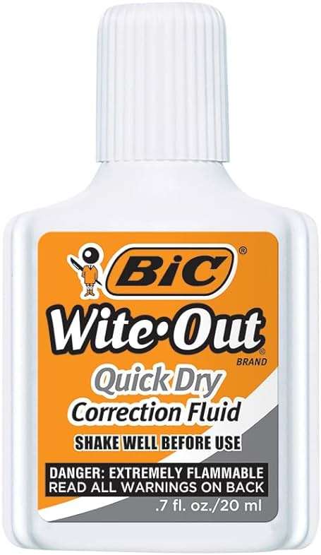 BIC Wite-Out Quick Dry Correction Fluid, 20mL, White, Goes on Easy with A Reduced Dry Time, 1-Count Pack - Image 5