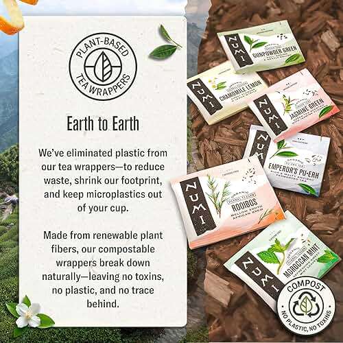 Numi Organic Rooibos Chai Tea, 18 Herbal Bags, Microplastic Free, Rich Flavor with Cinnamon, Allspice & Ginger, Caffeine Free - Image 3