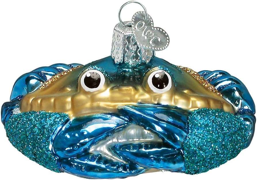 Old World Christmas Blue Crab Glass Blown Ornament for Christmas Tree, Handcrafted Holiday Decoration, Sea Collection - Image 1