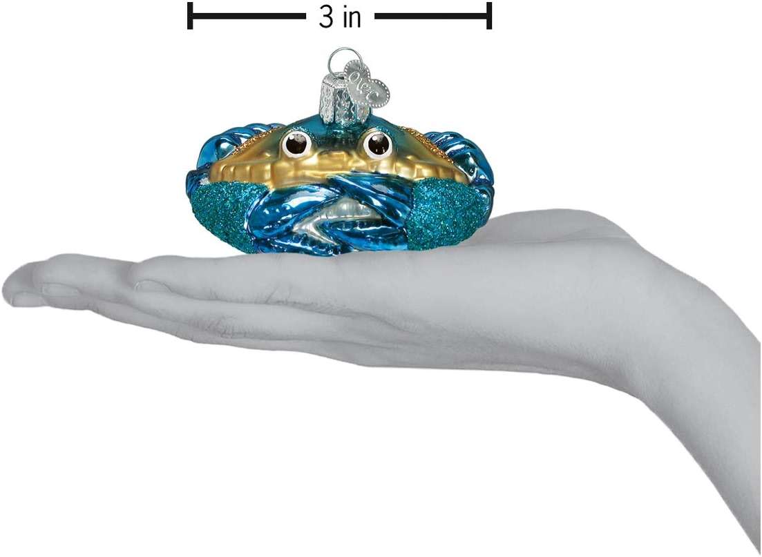 Old World Christmas Blue Crab Glass Blown Ornament for Christmas Tree, Handcrafted Holiday Decoration, Sea Collection - Image 3