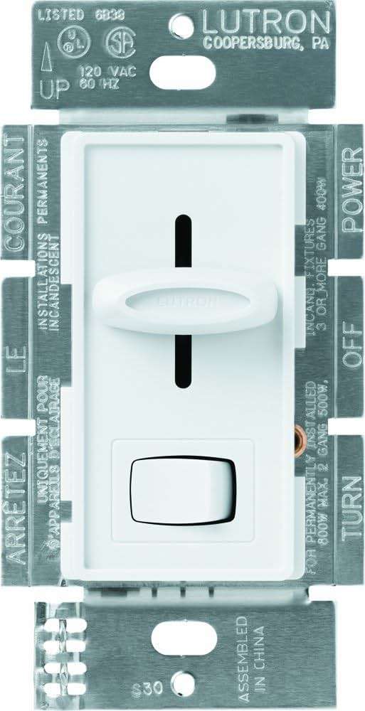 Lutron Skylark Preset Dimmer, 1000-Watt Incandescent, Single-Pole, S-10P-WH, White - Image 1