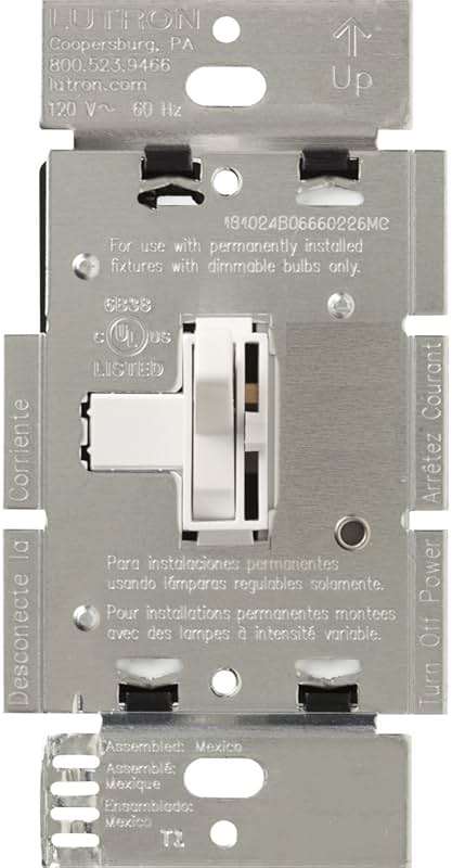 Lutron Toggler 1000-Watt 3-Way Incandescent Dimmer Switch, AY-103P-WH, White - Image 1