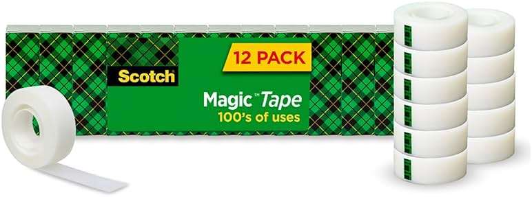 Scotch Magic Tape, Invisible, Home Office Supplies and Back to School Supplies for College and Classrooms, 12 Rolls - Image 1