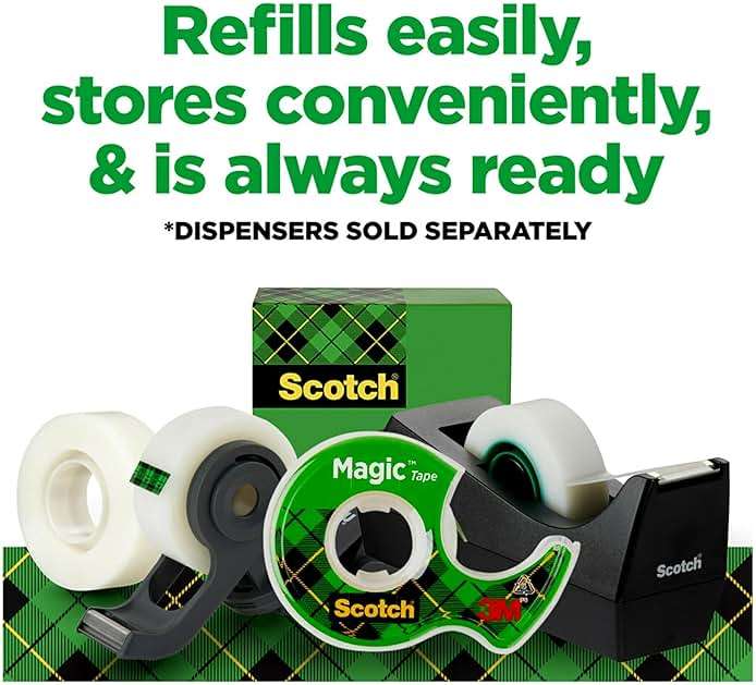 Scotch Magic Tape, Invisible, Home Office Supplies and Back to School Supplies for College and Classrooms, 12 Rolls - Image 7