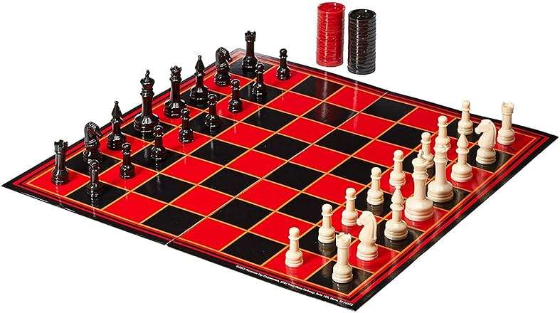 Pressman Chess / Checkers / Backgammon - 3 Games in One with Full Size Staunton Chess Pieces and Interlocking Checkers, 15.62 x 8.00 x 1.50 Inches - Image 2
