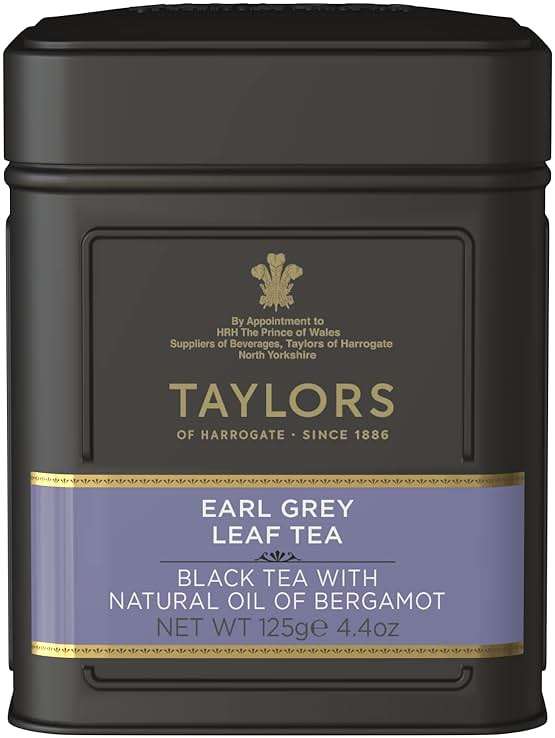 Taylors of Harrogate Earl Grey, Loose Leaf, 4.41 Ounce Tin Caddy (Pack of 1), Fragrant, Delicate & Light, Caffeinated, Premium Whole Leaf Tea - Image 1