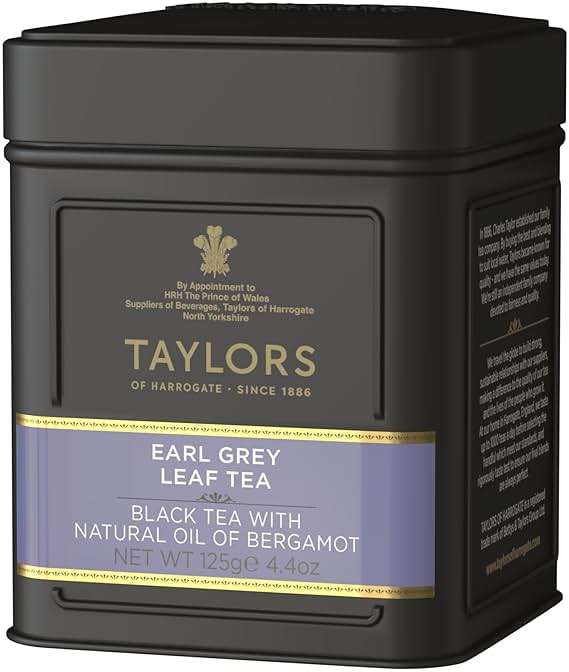 Taylors of Harrogate Earl Grey, Loose Leaf, 4.41 Ounce Tin Caddy (Pack of 1), Fragrant, Delicate & Light, Caffeinated, Premium Whole Leaf Tea - Image 2