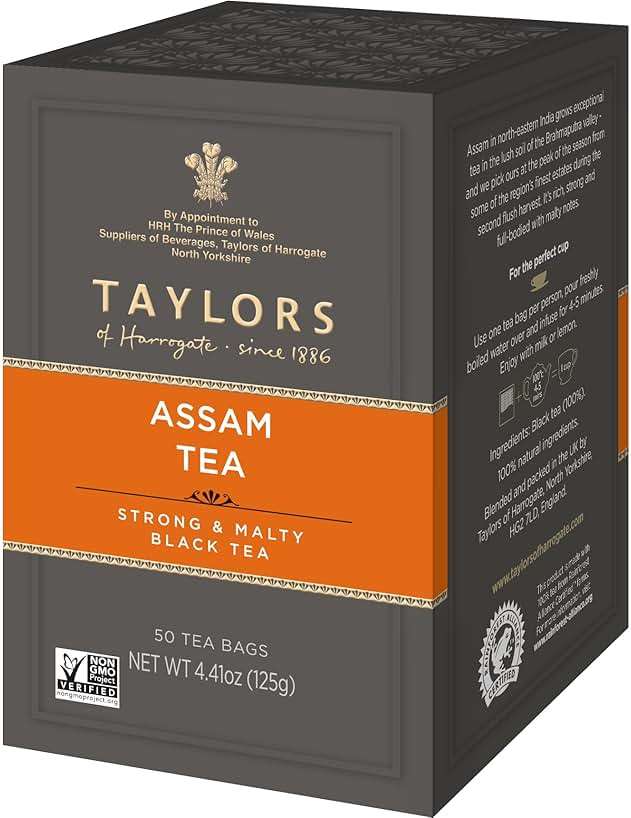 Taylors of Harrogate Assam, Black Tea, Pillow Tea Bags, 50 Count (Pack of 1), Full-bodied, Satisfying & Malty, Caffeinated, Enjoy Hot or Iced, 50 Teabags - Image 1