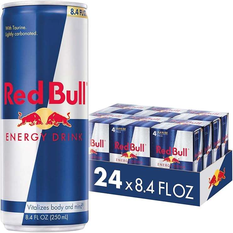 Red Bull Energy Drink with 80mg Caffeine plus Taurine & B Vitamins, 8.4 Fl Oz, 6 Packs of 4 Cans (Pack of 24) - Image 1