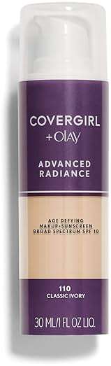 COVERGIRL Advanced Radiance Age-Defying Liquid Foundation Makeup | Anti-Aging, Age-Defying Formula, Buildable Coverage (Packaging May Vary) | 110 Classic Ivory | 1 fl oz (Pack of 1) - Image 1