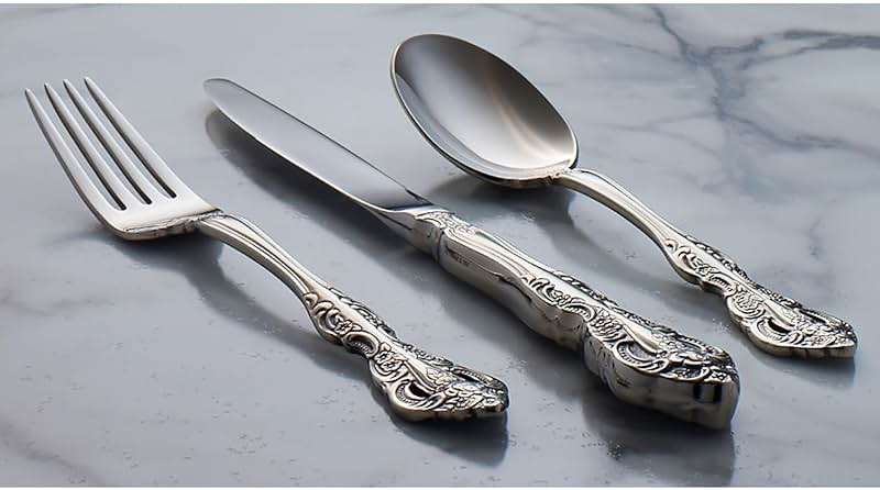 Oneida Silverware Set For 4, Michelangelo 20-Piece Fine Flatware Set, Service For 4, Heavyweight 18/10 Stainless Steel, Mirror Finish, Dishwasher Safe, Knives Spoons & Forks Sets (Silver, 20 Piece) - Image 8